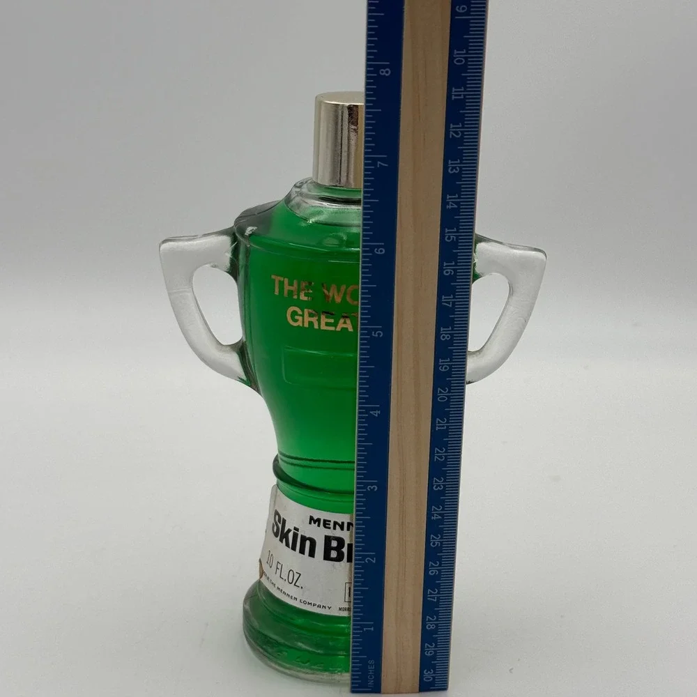 Vtg Mennen Skin Bracer After Shave Trophy Decanter Worlds Greatest 10oz Glass